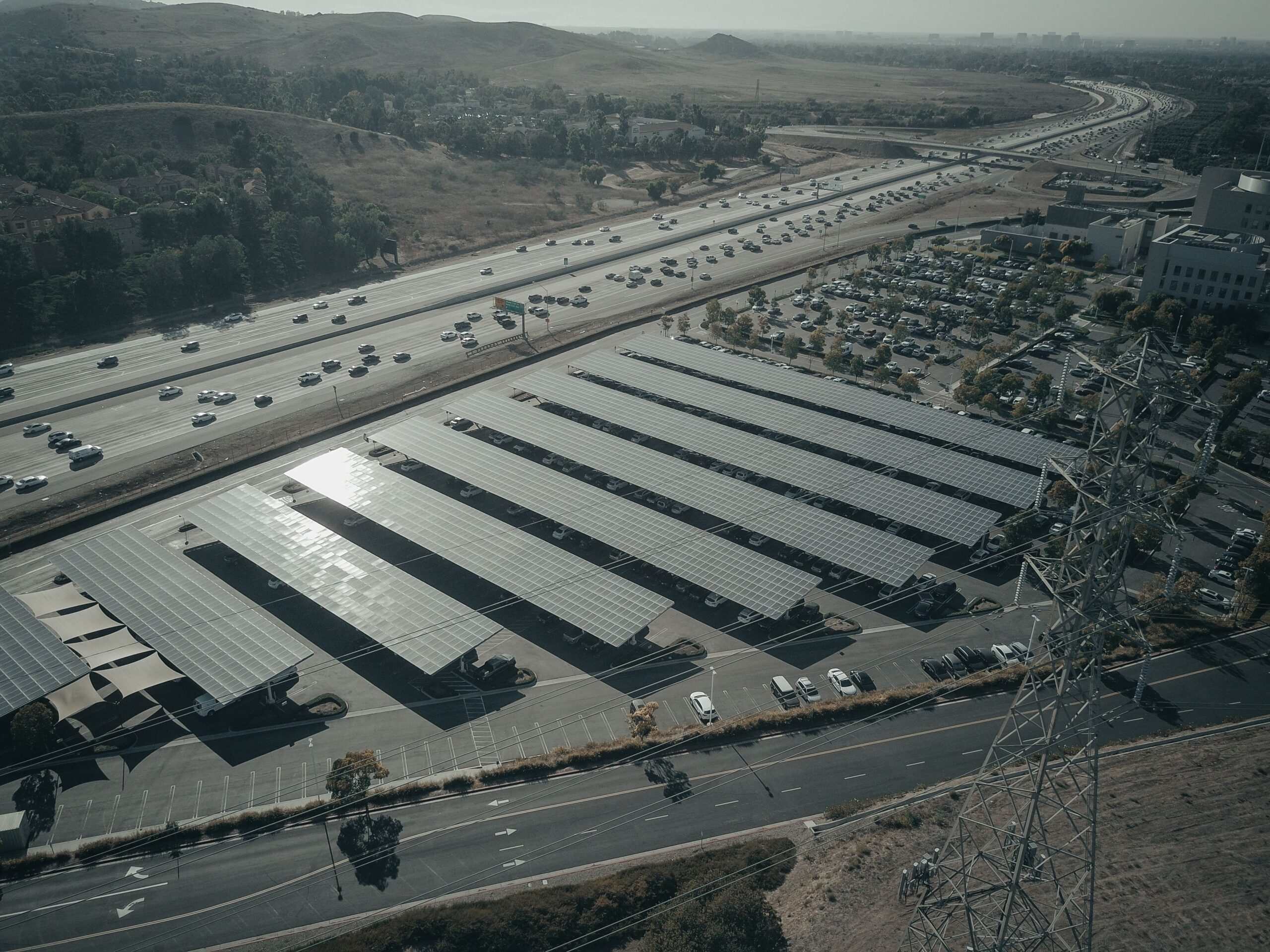 Solar panels in a rural landscape