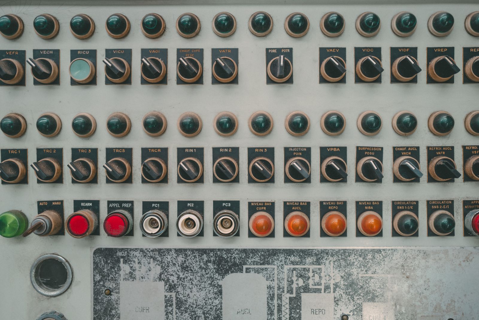 Vintage control panel with buttons