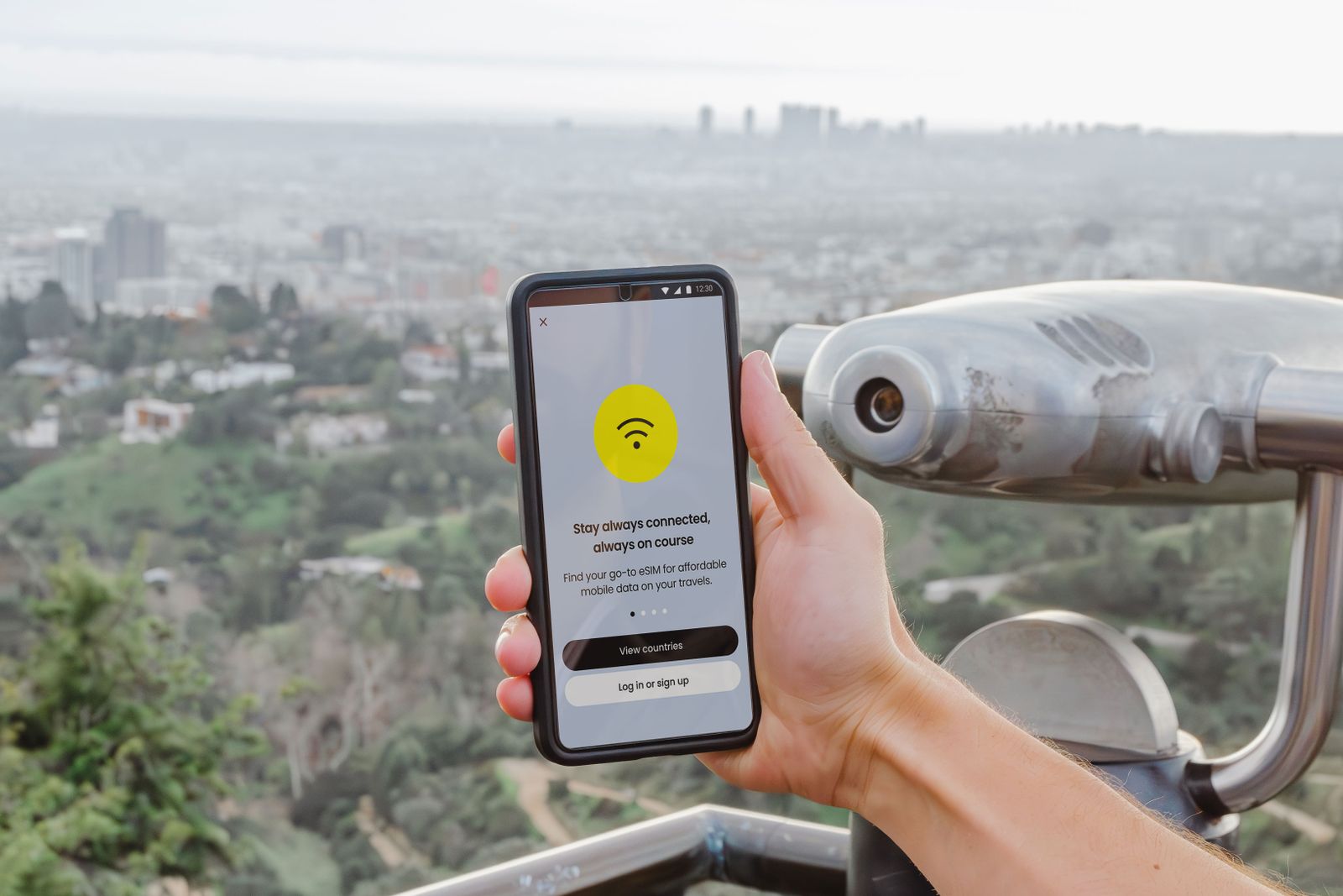 Smartphone showing a mobile app