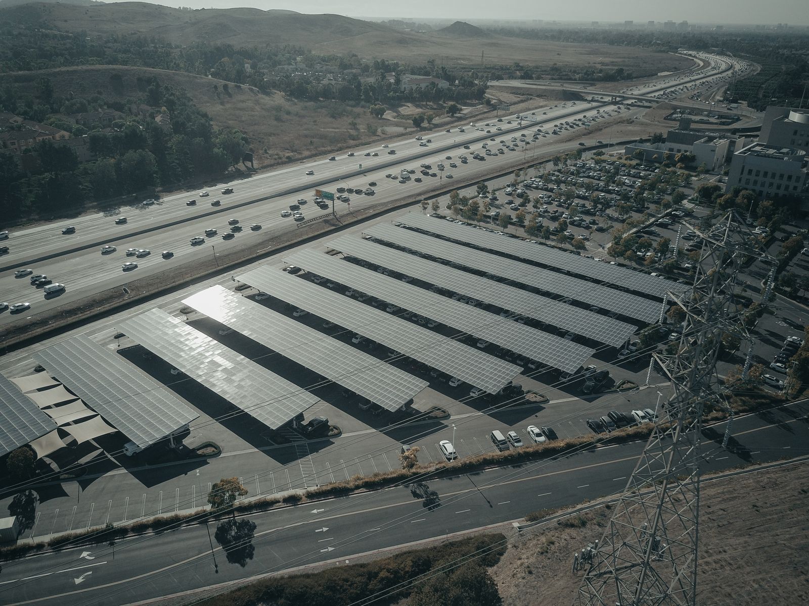 Solar panels under daylight